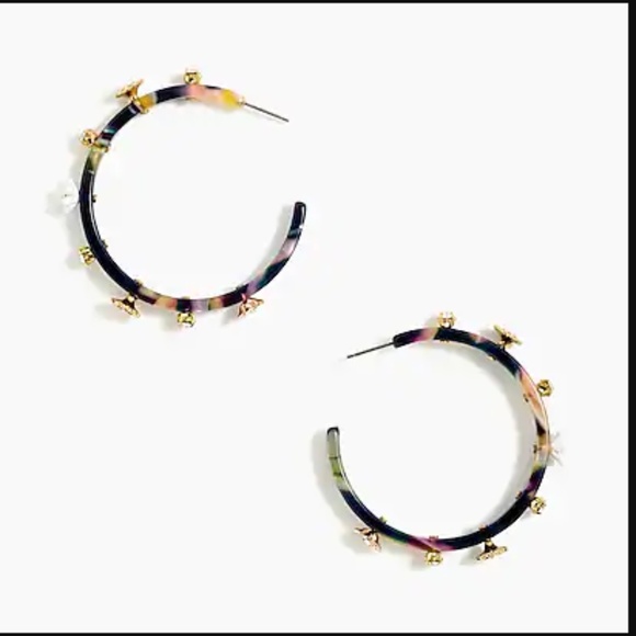 J. Crew Jewelry - Gardenia Deepest Indigo Tortoise Hoop Earrings